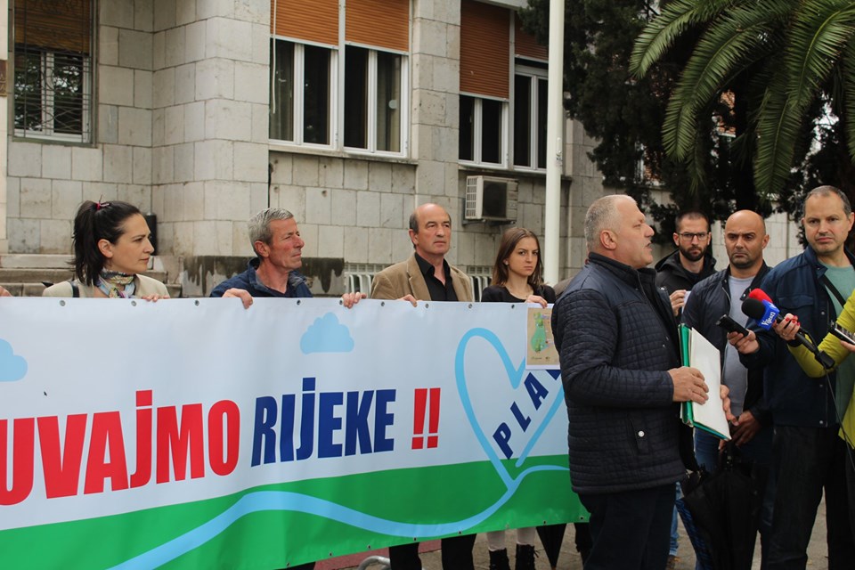 Mihajlo at a public protest against the Vinicka River hydropower plant, Berane 2018. Photo courtesy Green Home
