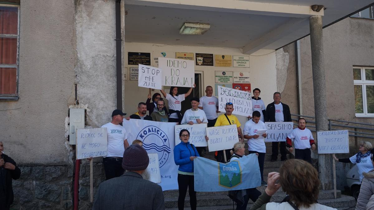 Local residents protest against the hydropower plant in Jablanica. Photo: Coalition for the protection of rivers in BiH